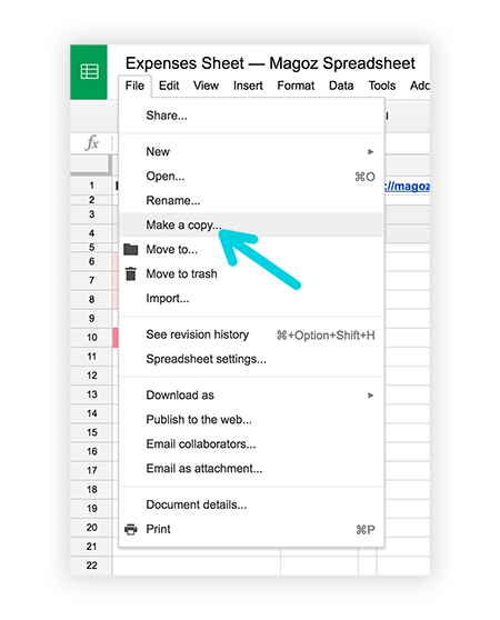 Create a copy of the Spreadsheet