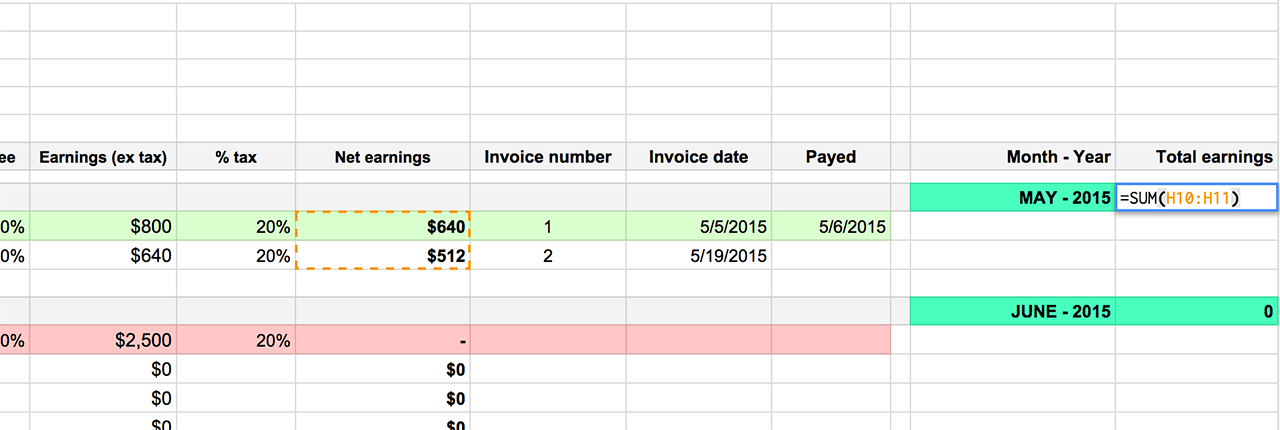 Spreadsheet to track Assingments, Invoice and Earning - Keep track of your earnings